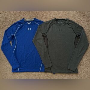 Lot 2 Under Armour Men’s Heatgear Compression Tops - Royal Blue & Charcoal LG L